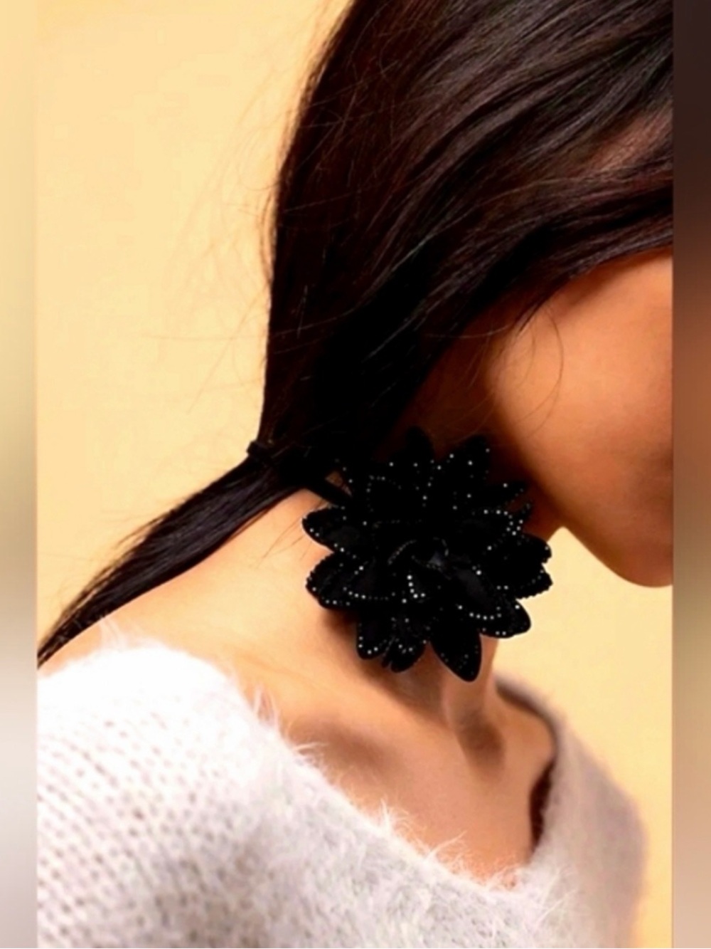 NWT Free People Black Floral Choker Necklace